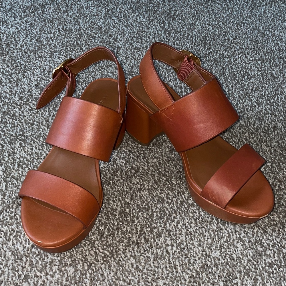 AEROSOLES Brown Block Heel Sandals